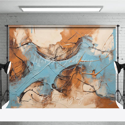 Lofaris Abstract Blue and Brown Textured Photography Backdrop Modern Art Studio Portrait Background