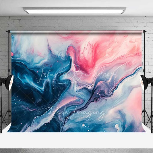 Lofaris Abstract Blue and Pink Fluid Art Marble Texture Backdrop Creative Studio Portrait Photography Background