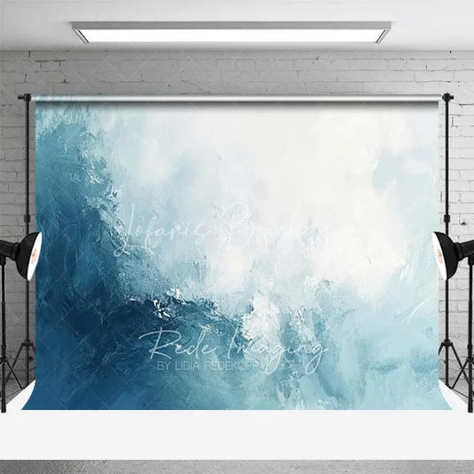 Lofaris Abstract Blue and White Ocean Wave Texture Backdrop Artistic Brush Stroke Portrait Photography Background