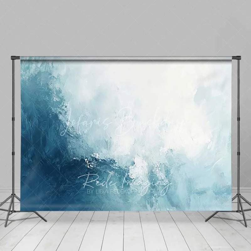 Lofaris Abstract Blue and White Ocean Wave Texture Backdrop Artistic Brush Stroke Portrait Photography Background