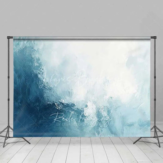 Lofaris Abstract Blue and White Ocean Wave Texture Backdrop Artistic Brush Stroke Portrait Photography Background