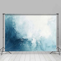 Lofaris Abstract Blue and White Ocean Wave Texture Backdrop Artistic Brush Stroke Portrait Photography Background