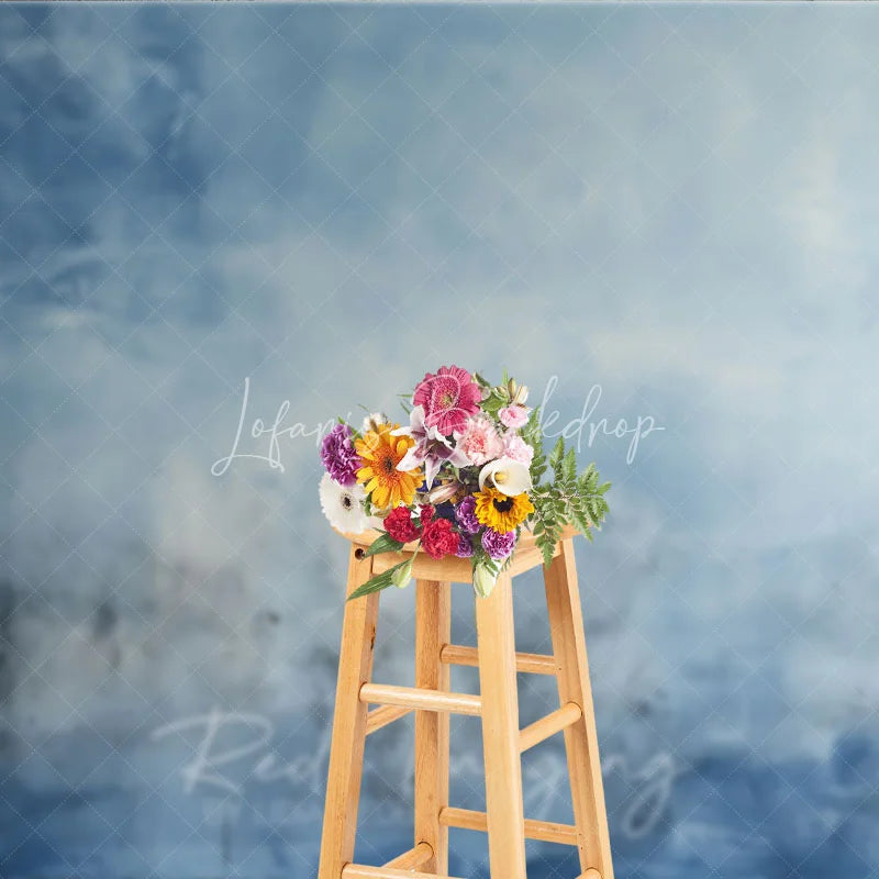 Lofaris Abstract Blue and White Textured Photography Backdrop Artistic Painterly Photo Studio Prop for Portraits