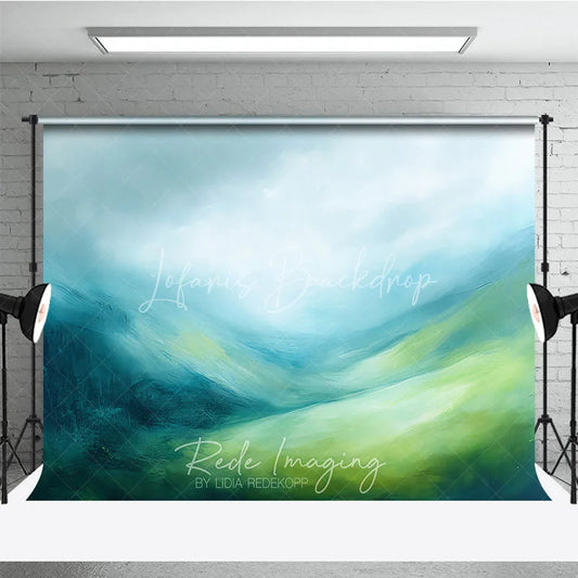 Lofaris Abstract Blue Green Painterly Photography Backdrop Serene Landscape Art for Studio Portraits