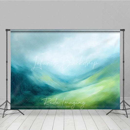 Lofaris Abstract Blue Green Painterly Photography Backdrop Serene Landscape Art for Studio Portraits