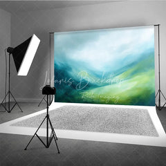 Lofaris Abstract Blue Green Painterly Photography Backdrop Serene Landscape Art for Studio Portraits