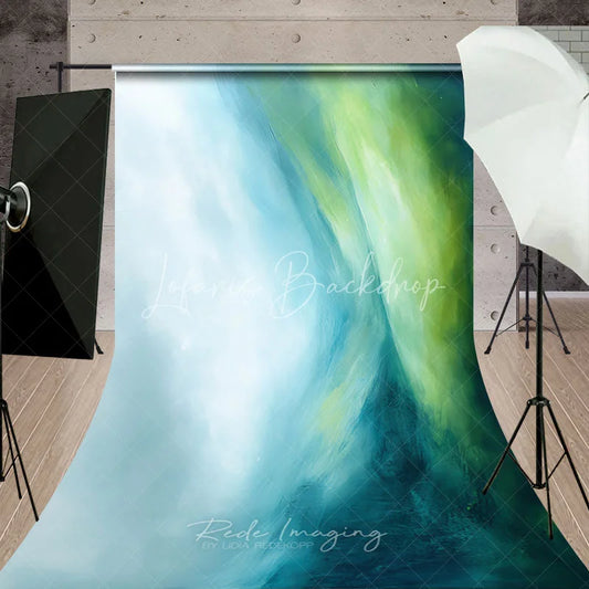 Lofaris Abstract Blue Green Teal Watercolor Sweep Backdrop Artistic Flowing Studio Photography Background