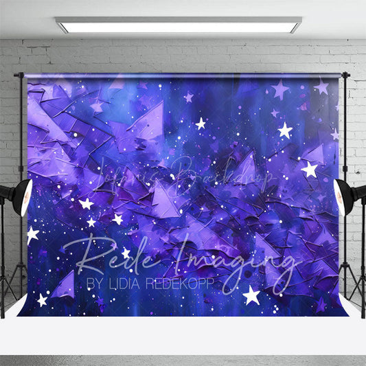 Lofaris Abstract Blue Purple Stars Fine Art Photo Backdrop