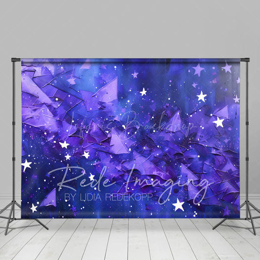 Lofaris Abstract Blue Purple Stars Fine Art Photo Backdrop
