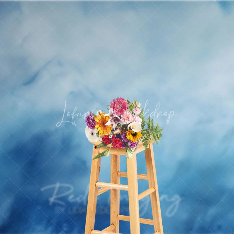 Lofaris Abstract Blue Textured Photography Backdrop Serene Gradient Painterly Background for Photo Studio Shoots