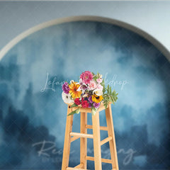 Lofaris Abstract Blue Textured Photography Backdrop with Arched Design Modern Watercolor Style for Studio Portraits
