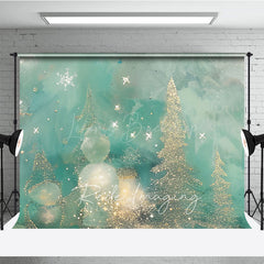 Lofaris Abstract Christmas Tree Photography Backdrop Gold and Teal with Bokeh Lights Modern Fine Art Holiday Decor