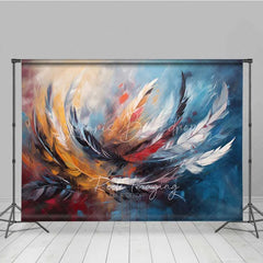 Lofaris Abstract Colorful Feather Backdrop Oil Painting Art Texture Photography Background Modern Swirl Photo Booth Prop