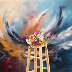 Lofaris Abstract Colorful Feather Backdrop Oil Painting Art Texture Photography Background Modern Swirl Photo Booth Prop
