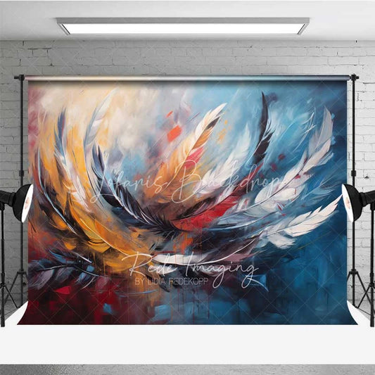 Lofaris Abstract Colorful Feather Backdrop Oil Painting Art Texture Photography Background Modern Swirl Photo Booth Prop