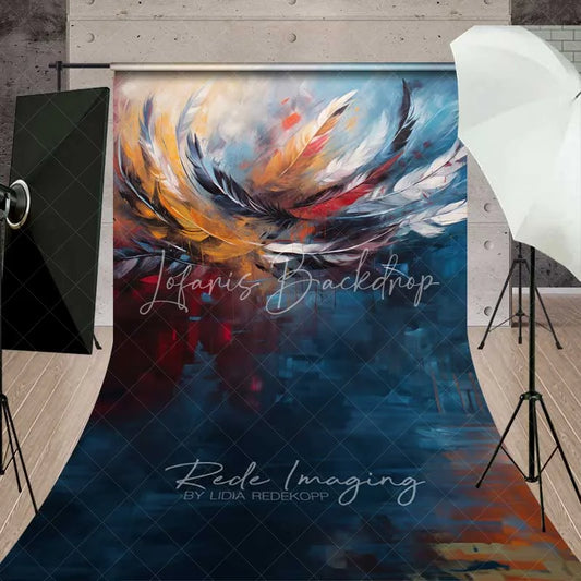 Lofaris Abstract Colorful Feather Sweep Photo Backdrop Oil Painting Art Texture Background Modern Swirl Floor Prop