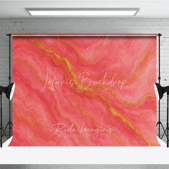 Lofaris Abstract Coral Pink and Gold Veins Photography Backdrop Elegant Textured Marble Style for Studio