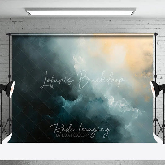 Lofaris Abstract Dark Blue and Gold Oil Painting Photography Backdrop Artistic Texture Portrait Background