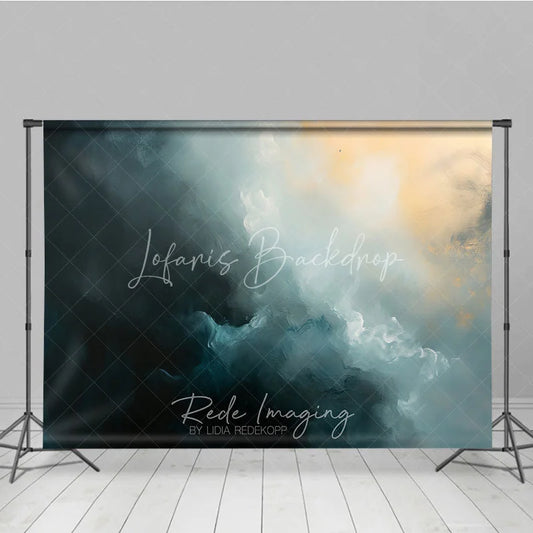 Lofaris Abstract Dark Blue and Gold Oil Painting Photography Backdrop Artistic Texture Portrait Background