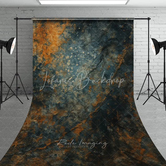 Lofaris Abstract Dark Teal and Rusty Orange Textured Sweep Backdrop Weathered Stone Photography Background