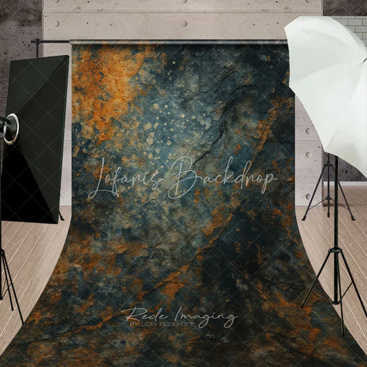 Lofaris Abstract Dark Teal and Rusty Orange Textured Sweep Backdrop Weathered Stone Photography Background