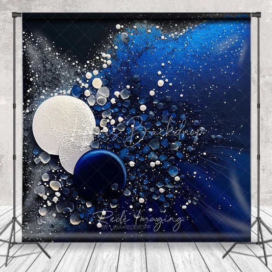 Lofaris Abstract Deep Blue and White Dynamic Bubbles Photography Backdrop Ethereal Cosmic Art Design for Studio Photos