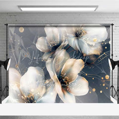Lofaris Abstract Dreamy Floral Backdrop Translucent White Flower Photography Background Gold Dot Art Photo Booth Prop