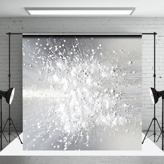 Lofaris Abstract Fine Art Photography Backdrop Silver and White Paint Splatter Modern Textured Studio Photo Prop