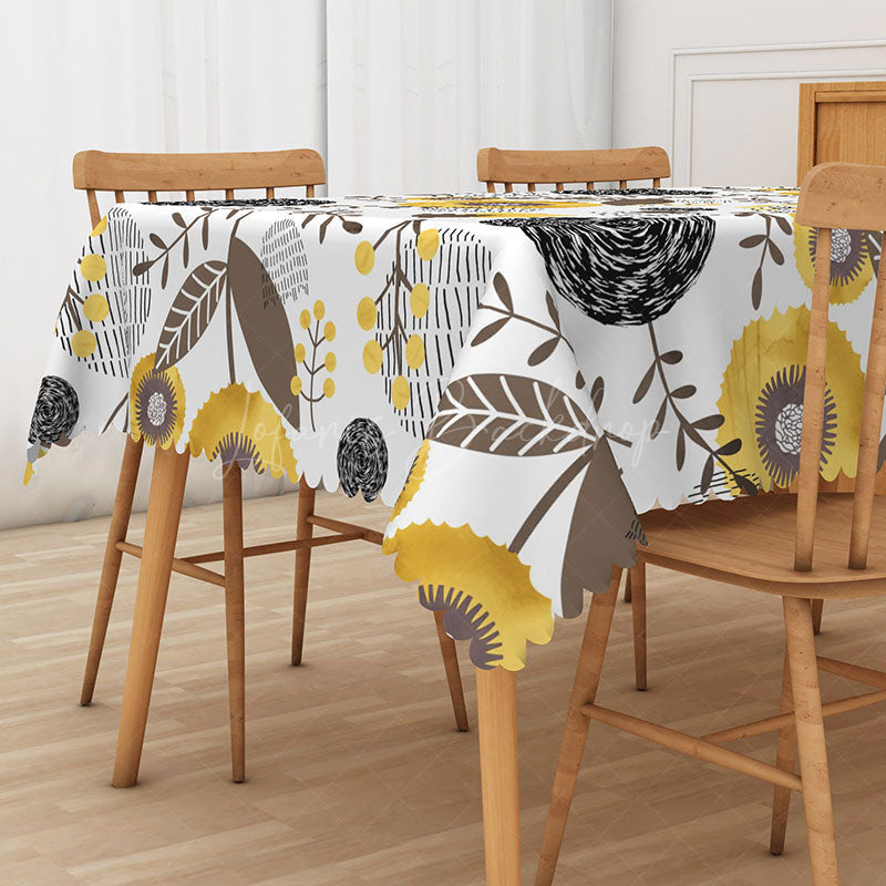 Lofaris Abstract Floral Painting Rectangle Tablecloth for Artistic and Modern Dining Room Kitchen Decor