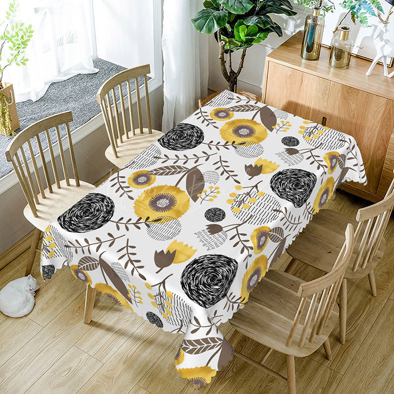 Lofaris Abstract Floral Painting Rectangle Tablecloth for Artistic and Modern Dining Room Kitchen Decor