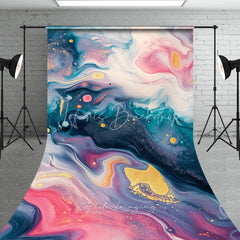 Lofaris Abstract Fluid Art Pink Teal and Gold Glitter Marble Sweep Backdrop Elegant Artistic Photography Background