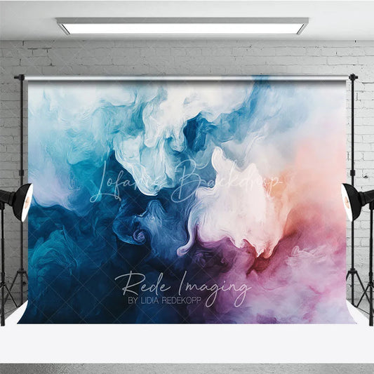 Lofaris Abstract Fluid Blue and Pink Swirl Photography Backdrop Ethereal Painterly Art for Creative Photo Shoots