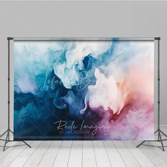 Lofaris Abstract Fluid Blue and Pink Swirl Photography Backdrop Ethereal Painterly Art for Creative Photo Shoots