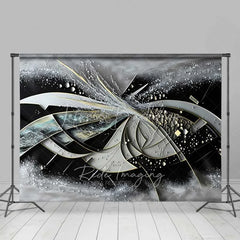 Lofaris Abstract Geometric 3D Fine Art Backdrop Black Grey White Gold Lines Studio Portrait Photography Background