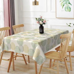Lofaris Abstract Geometric Circles Rectangle Tablecloth Modern Round Grid Pattern Beige Grey Dining Table Cover Home Decor