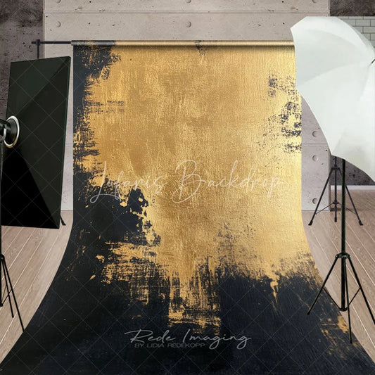 Lofaris Abstract Gold and Black Textured Sweep Backdrop Elegant Modern Luxury Photography Background for Studio