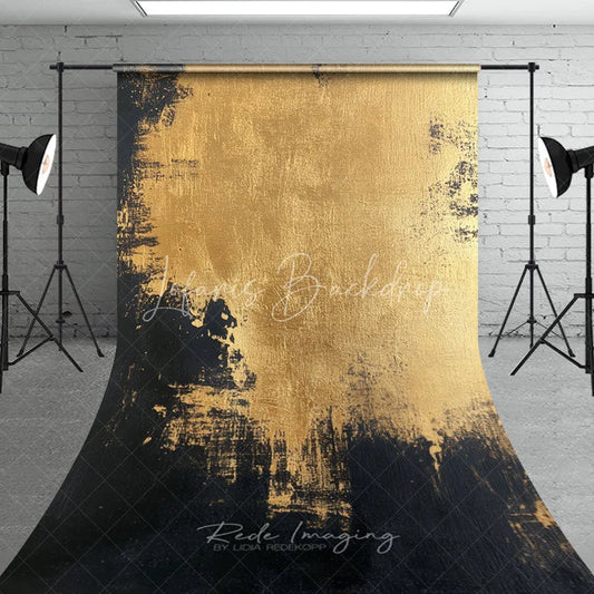 Lofaris Abstract Gold and Black Textured Sweep Backdrop Elegant Modern Luxury Photography Background for Studio