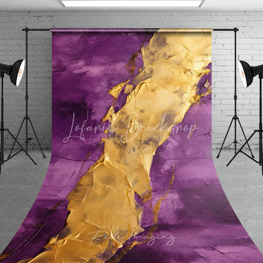 Lofaris Abstract Gold and Rich Purple Textured Art Sweep Backdrop Elegant Modern Artistic Photo Studio Background
