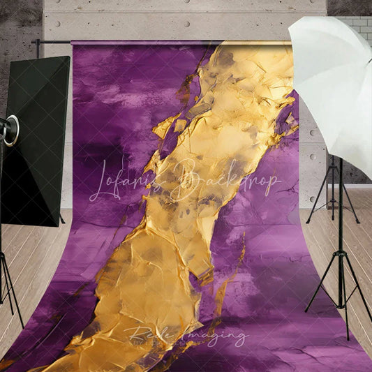 Lofaris Abstract Gold and Rich Purple Textured Art Sweep Backdrop Elegant Modern Artistic Photo Studio Background