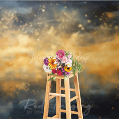 Lofaris Abstract Gold Splatter Dark Blue and Ochre Photography Backdrop Elegant Artistic Portrait Studio Prop