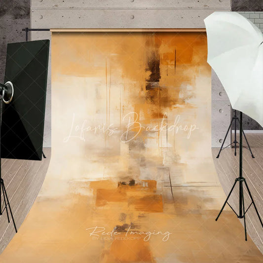 Lofaris Abstract Golden and Beige Sweep Backdrop Modern Artistic Party Decor Minimalist Textured Wall Background