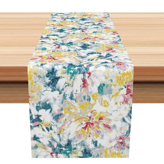 Lofaris Abstract Graffiti Style Table Runner with Floral Elements for Artistic Urban and Modern Dining Decor