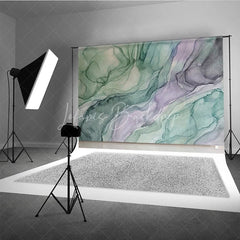 Lofaris Abstract Green and Purple Fluid Art Photography Backdrop Ethereal Watercolor Studio Prop