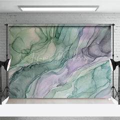Lofaris Abstract Green and Purple Fluid Art Photography Backdrop Ethereal Watercolor Studio Prop