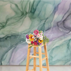Lofaris Abstract Green and Purple Fluid Art Photography Backdrop Ethereal Watercolor Studio Prop