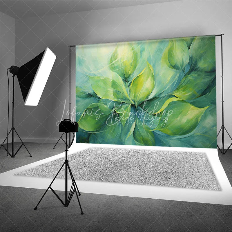 Lofaris Abstract Green Leaves Fine Art Backdrop Swirling Nature Plant Oil Painting Style Background Creative Photography