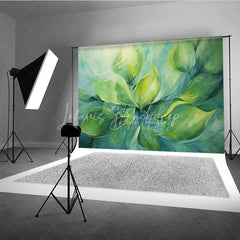Lofaris Abstract Green Leaves Fine Art Backdrop Swirling Nature Plant Oil Painting Style Background Creative Photography