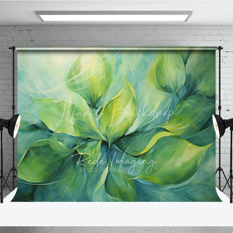 Lofaris Abstract Green Leaves Fine Art Backdrop Swirling Nature Plant Oil Painting Style Background Creative Photography