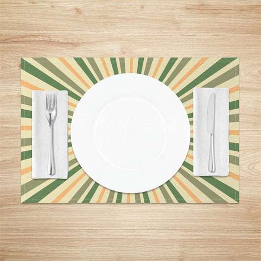 Lofaris Abstract Green Yellow Sun Rays Set Of 4 Placemats