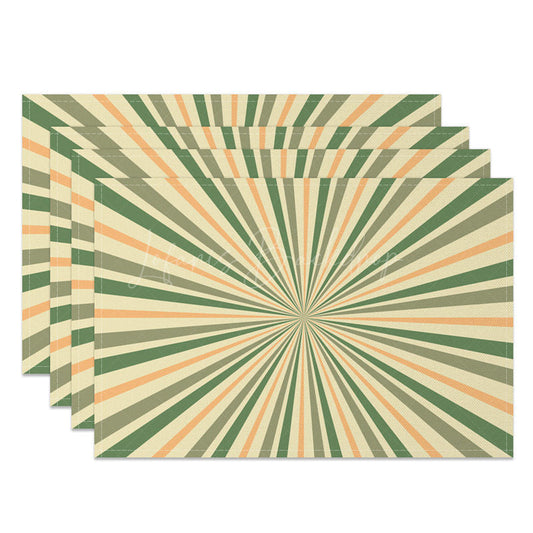 Lofaris Abstract Green Yellow Sun Rays Set Of 4 Placemats